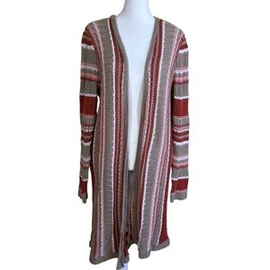 Cato Boho Crochet Open Knit Open Front Duster Cardigan Colorful Festival Beach